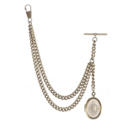 Holy Sins Jewellery Antique Bronze Pocket Watch Chain with Locket Pendant