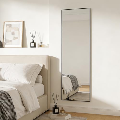Image of 51x16 Inch Full Length Mirror Over the Door Hang or Wall Mounted Black