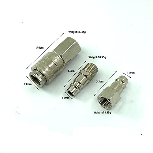 HMTE Accesorios de tubería 8 Piezas Conector rápido neumático Estilo Europeo 1/4''NPT Juego de Acoplamiento de Aire Macho y Hembra