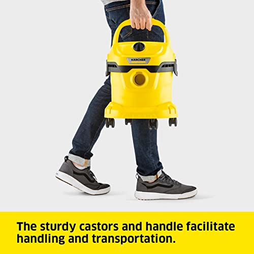 Kärcher Wet & Dry Vacuum Cleaner WD 2 Plus, blowing function, power: 1000w, plastic container: 12 l, suction hose: 1.8 m, incl. cartridge filter, floor and crevice nozzle, Yellow - Image 4