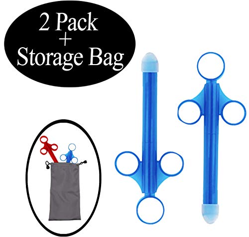 [2 Pack+Storage Bag]lube applicator for Women,Men,Precision Female Lubricant Tube applicator with [10ml Precision Markings][Easy use/Clean][Reusable][Silicone][no Disposable] (Sky-Blue)1