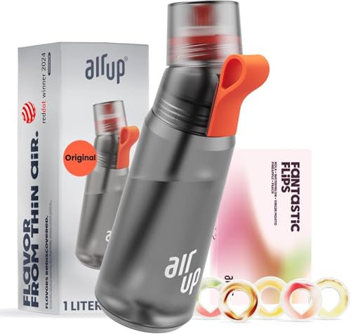 air up Bottle Gen2 Starter Set Original Including Pods in 5 Flavours 600 ml Drinking Bottle with Flavour Sugar-Free Dishwasher Safe and BPA-Free in Charcoal Grey