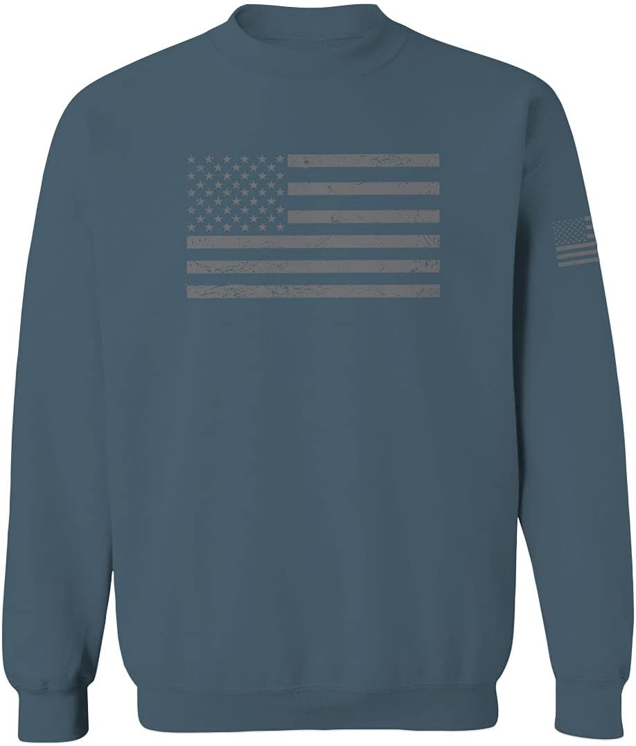 0176. Gray America USA American United States Vintage Flag Patriotic Style Men's Crewneck Sweatshirt