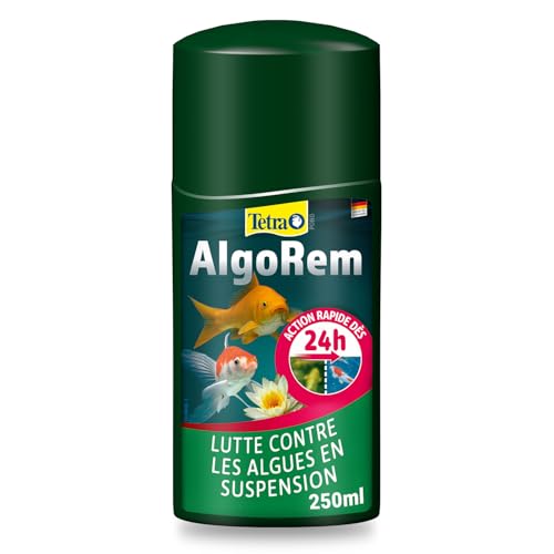 Tetra Pond AlgoRem – Traitement de l’Eau des Bassins de Jardin – Elimine l’eau verte et Limite la formation des Algues – Favorise une Eau Claire et Saine en 24H - 250 ml