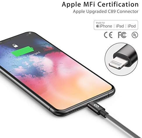 Syncwire Lightning iPhone Charger Cable - [Apple MFi Certified] 3.3ft/1m High Speed Apple Charger Cable Lead USB Fast Charging Cable for iPhone12 11 XS Max X XR 8 7 6s 6 Plus SE 5 5s 5c, iPad, iPod