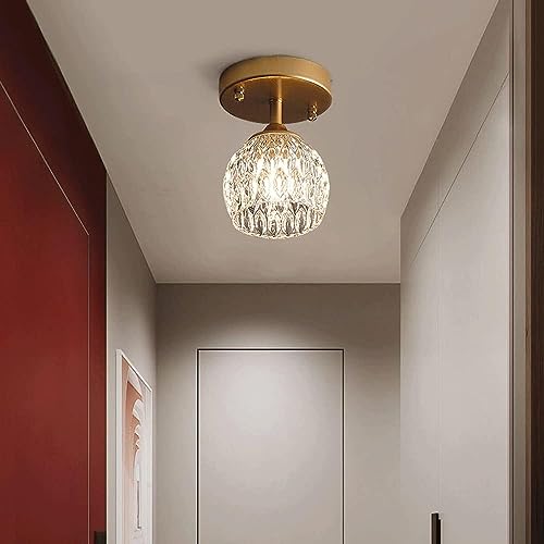 Plafonnier en verre transparent et finitions précieuses en or brossé - 5