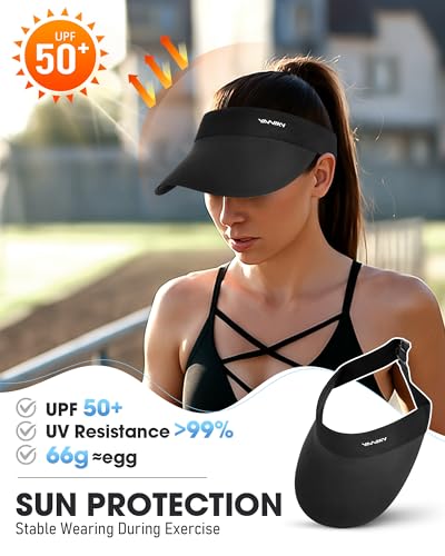 Image of YANIKY Sun Visor Hat for Women,UPF50+ Seamless Sun Hats Men Women Lightweight Sports Cap Stretchy Ponytail Hat for Outdoor