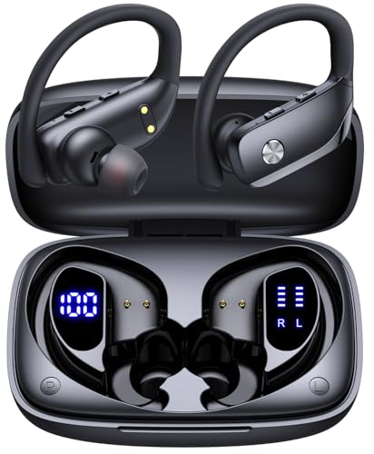 bmanl Wireless Earbuds Bluetooth Headphones Over Ear Hooks Ear Buds with 80H Playtime, LED Power...