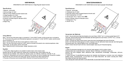 WINGONEER AC 220V 4000W High Power SCR elektronischer Spannungs-Regler Gouverneur Dimmer Thermostat Drehzahlregler