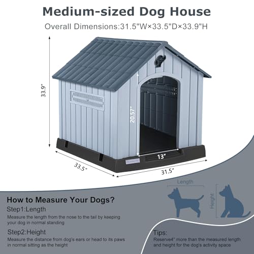image for LEMBERI Plastic Dog House for Medium Dogs, Durable Waterproof Indoor O