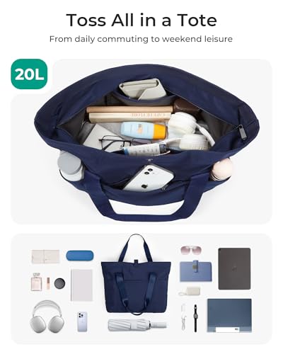 Image of BAGSMART Tote Bag for Women, Foldable Tote Bag With Zipper Travel Shoulder Bag Handbag for Work
