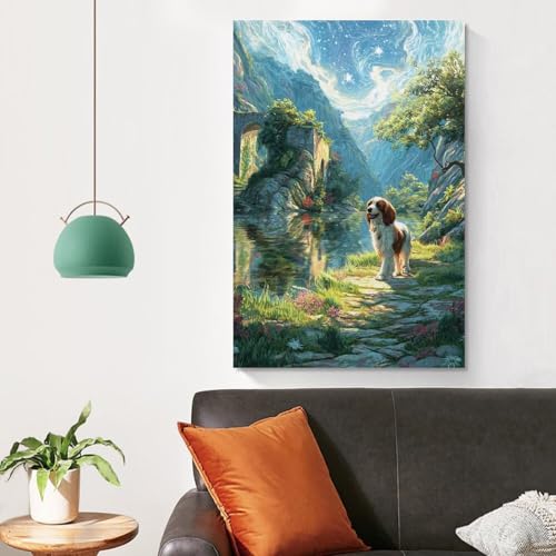 Pinturas murales de perro para dormitorio y hogar calido 4