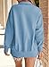 SHEWIN Sweatshirt for Women Early Fall Fashion Long Sleeve Shirts Casual Loose V Neck Sweatshirts Trendy Fall Outfits for Women 2025 Light Blue Medium