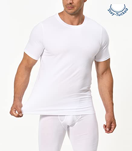 Comfneat Men's 3-Pack Stretchy Undershirts Crew Neck Long Back Hem T-Shirts2