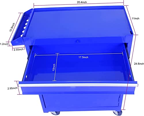 5 Drawer Rolling Tool Chest With Wheels, Tool Storage Cabinet & Tool Box Cart, Snap On Tool Chest With Drawers And Bottom Cabinet And Adjustable Shelf Organizer For Garage Warehouse Workshop - Blue #TOP2