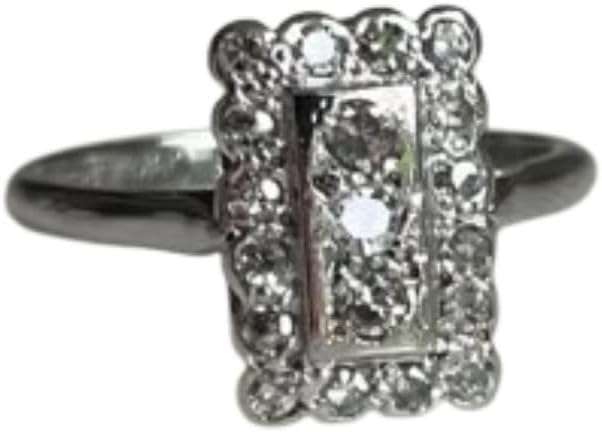 0.70 Ct Round Cut Diamond Art Deco Halo Engagement Ring Three Stone Vintage Style Edwardian Ring For Women 14K White Gold Plated 925 Sterling Silver Handmade Elegant Victorian Jewelry