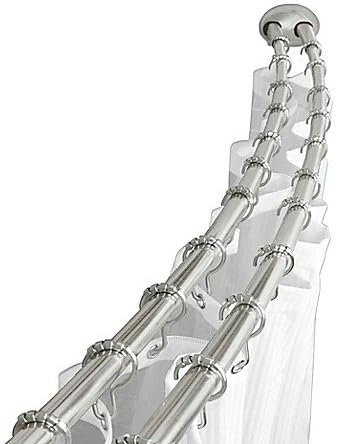 TITAN Stainless Steel Dual Install Double Curved Shower Rod in Brushed Nickel