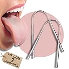 Kit com 2 Raspadores de Língua em Aço Inoxidável – Remove Mau Hálito, Toxinas e Resíduos | Fácil de Limpar, Antibacteriano e Higiênic