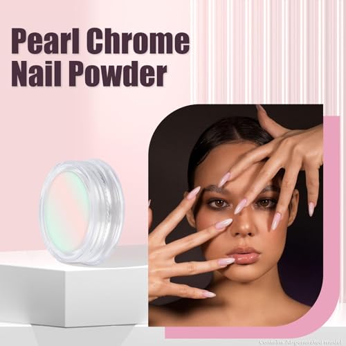 Artdone 8 Jars Chrome Nail Powder Dip Magic White Pearl Kit Silver Mirror Alternate view