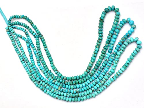 LKBEADS 13 inch strand of gem american turquoise 3-5mm rondelle faceted beads for diy jewelry making. american turquoise beads strand