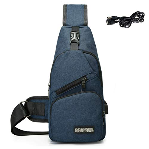 Hombro Bolso Impermeable Mochila de Pecho Mochilas Pequeñas para Hombres Bandolera Mujeres Bandoleras Cruzada Sling Bolsa CrossBody Bag Bolsos USB Ciclismo Senderismo Viaje Deporte al Aire Libre