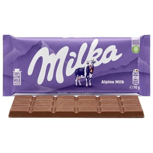 Image of Milka Alpine Milk Chocolate - 90g (Pack of 10)