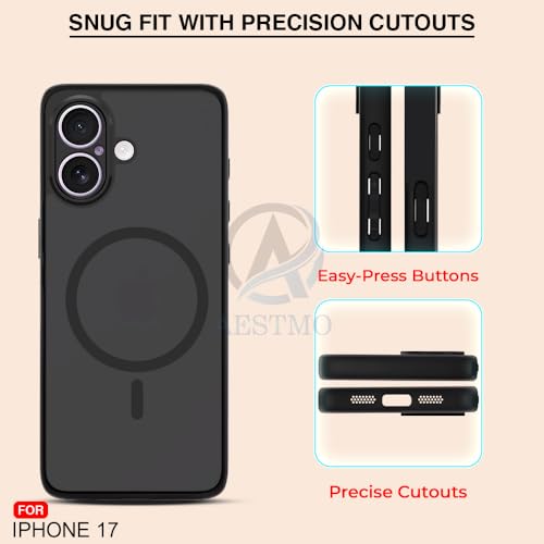 Image of AESTMO iPhone 17 Back Cover | 360 Protection | Matte Frosted Hard Back Translucent | Compatible with MagSafe Accessories (Blue)