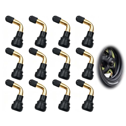 12PCS PVR70 valves tubeless en laiton, valves à 90 degrés Valves Tubeless Moto en Laiton, Valve Pneu Tubeless et Valve Coudée Moto pour Moto Scooter et...