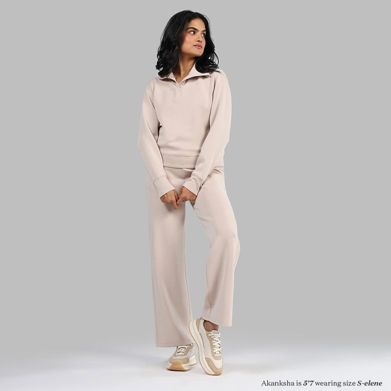 Image of BlissClub Womens BareButter Straight Pants, High Rise, Straight fit,Pockets, Comfortable Waistband,Regular Variant Below 5'4