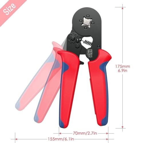 Image of COOLCOLD Ferrule Crimping Tool Kit AWG 23-7 | Self-Adjusting Ratchet Wire Crimper for Ferrule Terminals 0.25-10mm | Square Crimping Pliers for Electrical Wire Connectors Cable End Sleeves