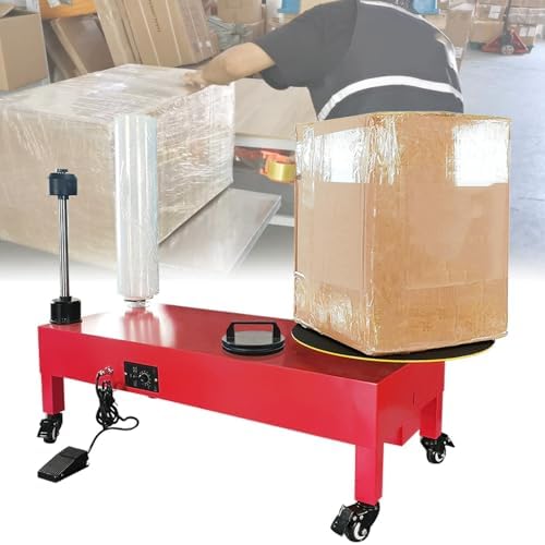 Electric Double Shaft Stretch Film Wrapping Machine, Adjustable Turntable Speed, 30 RPM, Efficient Packaging Baler, Heavy-Duty Wrap Dispenser, Ideal for Industrial Use, 60cm Width