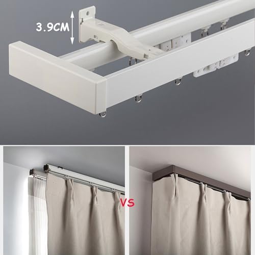 Double Track Wall-Mounted Aluminum Rail Set for Room Divider, Heavy-Duty Curtain Rod for Living Room & Bedroom, Silent Operation, Gray, 18FT (5.5M) - Perfect for Privacy & Space Management