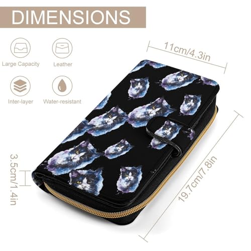 Watercolor Cat Unisex Wallet Cute Elegant Long Slim Card Holder Case Minimalist Coin Purse Clutch Wallets2