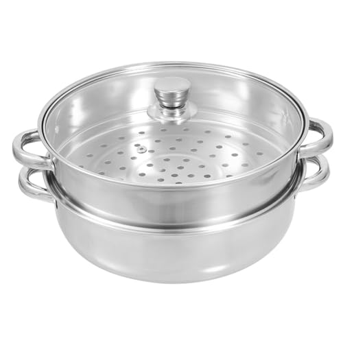 SECFOU 1juego Olla De Vapor De Inoxidable De Cesta Vaporera Doble Para Cocción Para Cocinas De Inducción y Familiar