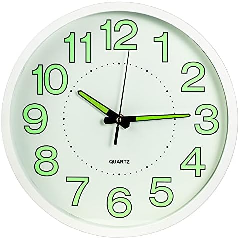 DEFWAY Silent Wall Clock Non Ticking - 30cm Wall Clock Design Night Lights Easy to Read in the Dark for Bedroom Cover