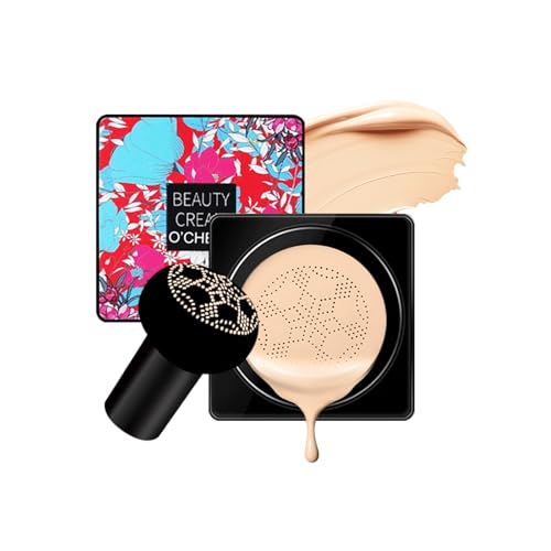 O'CHEAL Cojín de aire con cabeza de hongo BB crema, crema de base para el maquillaje facial, corrector, cojín para la cara, cojín de maquillaje, compacto, colores naturales