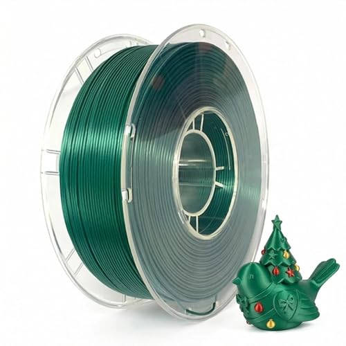 Image of PLA Filament 1.75mm Christmas Green 1KG, Clog-Free 3D Printer Filament Dimensional Accuracy + /- 0.02mm, 1kg Spool(2.2lbs) 3D Printing Filament Fits for Most FDM 3D Printers