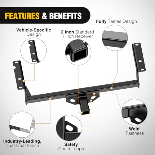 Image of Nilight Class 3 Trailer Hitch 2-Inch Heavy Duty Tow Hitch Receiver Fits 2020-2025 Ford Escape & Lincoln Corsair (Exc. PHEV) Compatible with Ball Mount Cargo Carrier Bike Rack Tow Hook