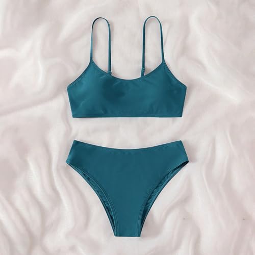 Girls Solid Swimsuits 2pc Padded Bikini Bathing Suits Toddler High Waist Briefs Swimwear Beach Sport Quick-Dry Swimwear3