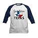 CafePress God Bless Texas Baseball Jersey Kids Cotton Baseball Jersey, 3/4 Raglan Sleeve Shirt Navy/White
