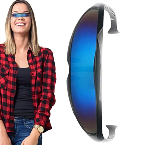 ZJTY Verspiegelte Sonnenbrillen für Herren,Modische futuristische Weltraum-Alien-Kostümparty-Sonnenbrille - Futuristische Wrap-Visier-Sonnenbrille mit farbig verspiegelten Gläsern Cover