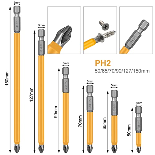 14 Pcs Magnetic Anti Slip Screwdriver Bits Set Magnetic Drill Bit Set Impact Driver Bit Set 1/4 Inch Hex Shank Cross Impact Driver Accessories For Power Tool, Ph2(Orange) #TOP3
