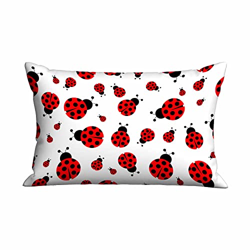Mugod Home Decor Pillow Cases Red Ladybug Cartoon Seamless Pattern,Standard Throw Cushion Cover For Bed Couch Sofa Office Decor 20X30 Inches #TOP12