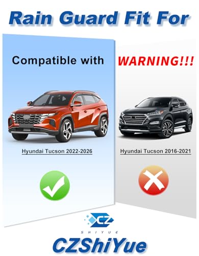 Image of Extra-Thick Window Rain Guards Fit for Hyundai Tucson 2022-2026,6-PCS Extra Durable Tape-on Rain Guard Window Deflectors Vent Shades Window Visor Vent Visors Exterior
