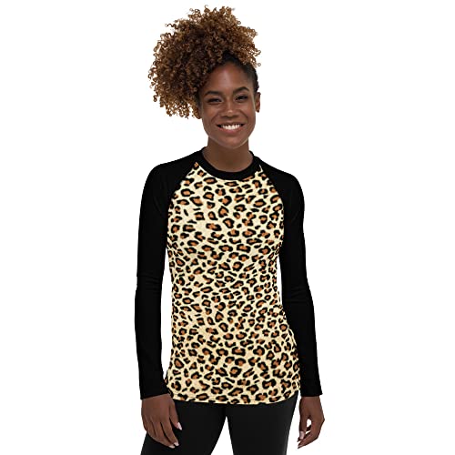 Camiseta de neopreno fino o rash guard de leopardo para mujer con protección solar UV
