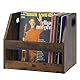 YMYNY Holz Record Aufbewahrungshalter, Vinyl Album Box Kiste mit Griff, Buch Regal Desktop Organizer Trapezoid LP Record für Ordner, Bücher, Fotoalben, Rustikal Braun, 38×29×29CM HCD001H