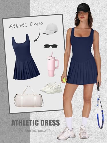 Image of NIASHOT Athletic Dress for Women with Shorts Sleeveless Womens Golf Dress