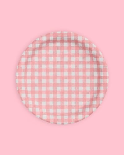 xo, Fetti Camp Gingham Paper Plates - 24 pk, 9" | Bachelorette Decorations, Camp Bride, Getting Lit + Getting Hitched, Gingham Birthday Party, Glamping Baby Shower Supplies, Cool Cake Plates