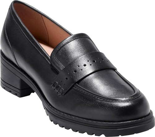 Cole Haan Cole Haan Women's Corrinne Lug Penny Loafers, Black Leather, 7-B US