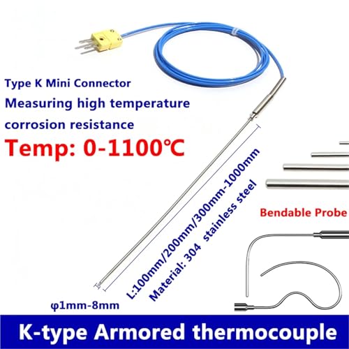 Termopar tipo K flexible WRNK-191, sensor de temperatura con sonda de 3x100mm 2